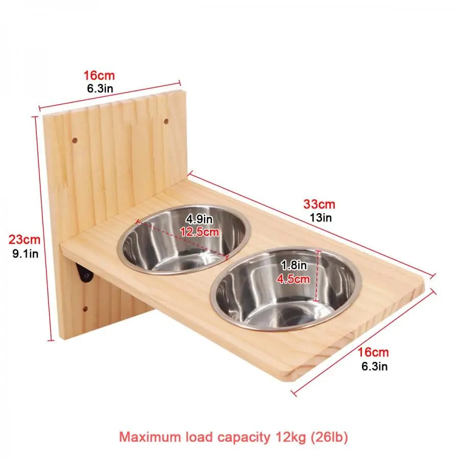 Wall Mounted Cat Bowls with 3 Steps