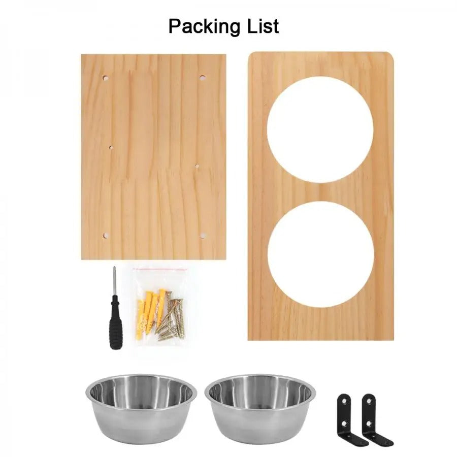 Wall Mounted Cat Bowls with 3 Steps