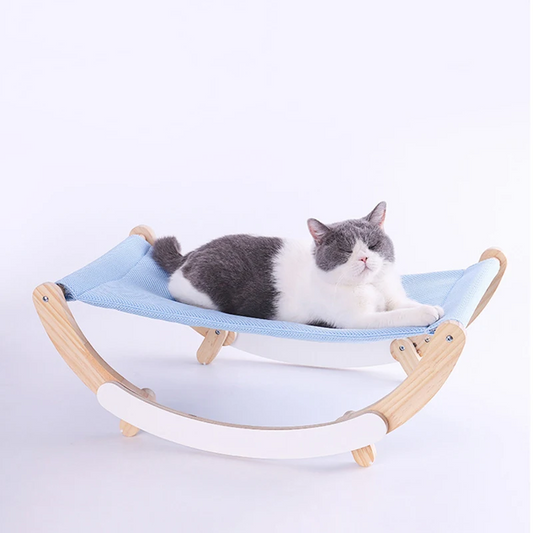 Elevate Your Pet's Comfort and Style with Our Wooden Cat Swing Chair Bed