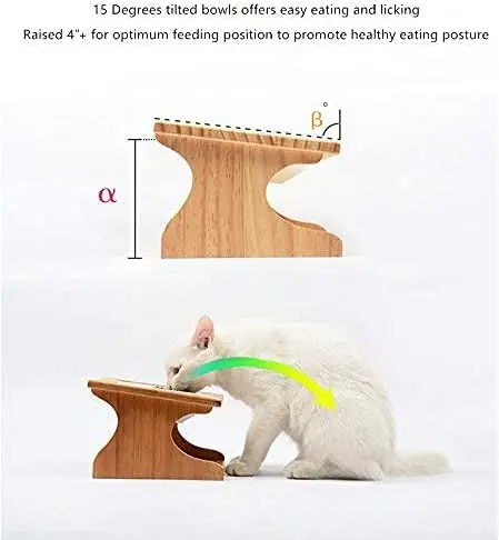 Wooden Stand Cat Bowls
