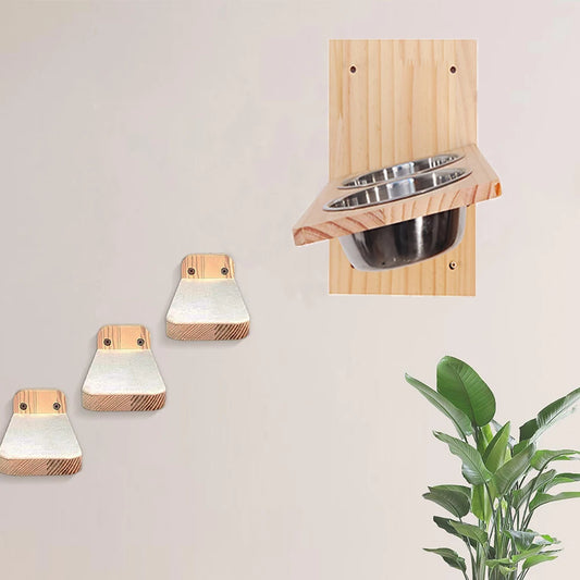 Wall Mounted Cat Bowls with 3 Steps